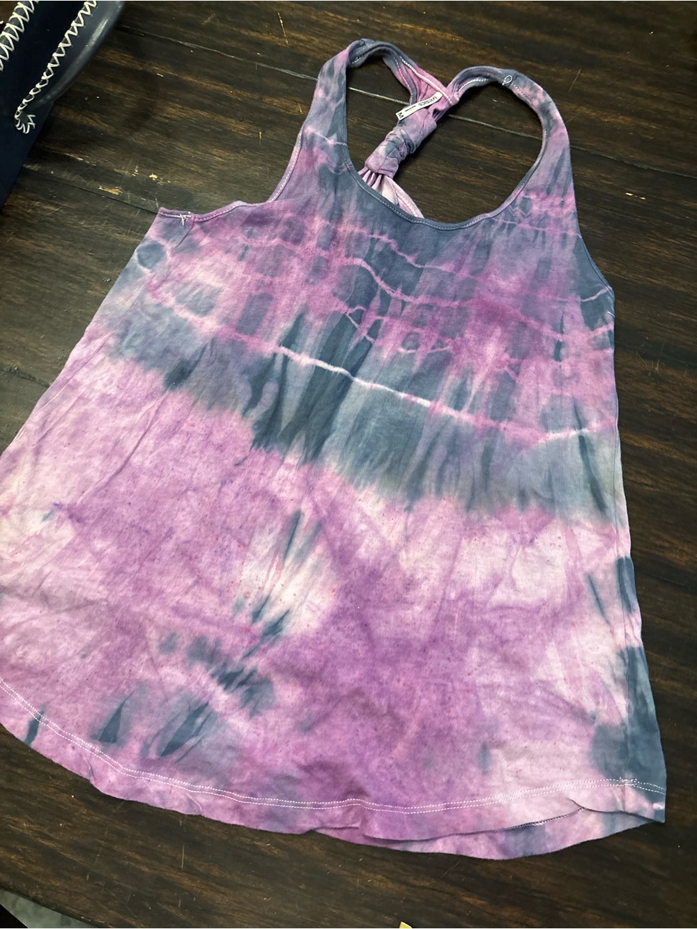 Tresics Purple and Gray Tie-Dye Racerback Tank size medium